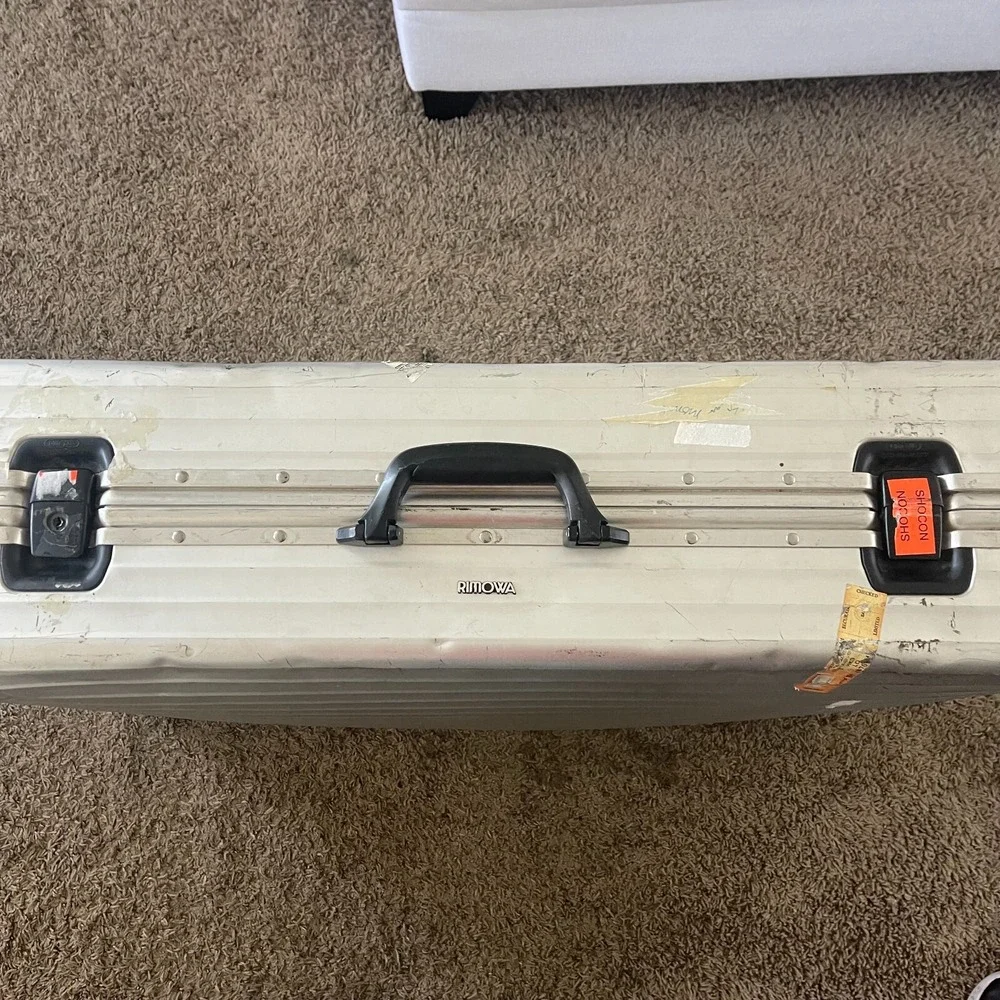 Vintage Rimowa Large Suitcase Two Wheeled Silver Aluminum Trunk Made in‎ Germany